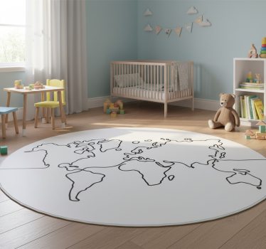 World map vinyl rug in line art design - TenStickers