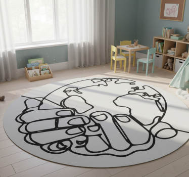 World map vinyl rug minimalist earth design - TenStickers