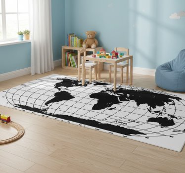 World map vinyl rug monochrome decorative vinyl - TenStickers
