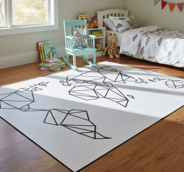 World map vinyl rug origami world map decor - TenStickers