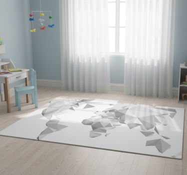 Grey origami design world map vinyl rug - TenStickers