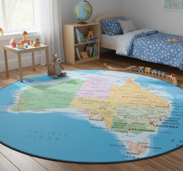 World map vinyl rug political map of australia - TenStickers