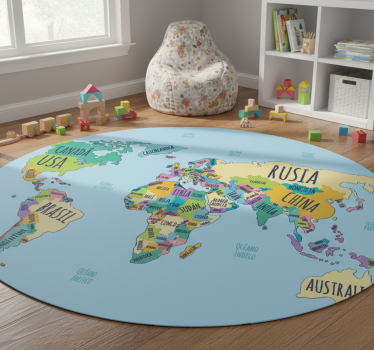 World map vinyl rug political world map - TenStickers