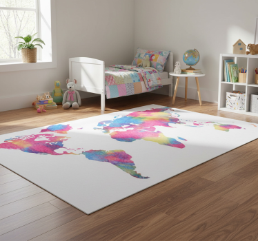 World map vinyl rug in tie dye style - TenStickers