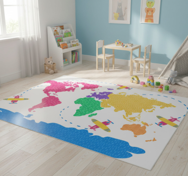 World map vinyl rug travel map - TenStickers