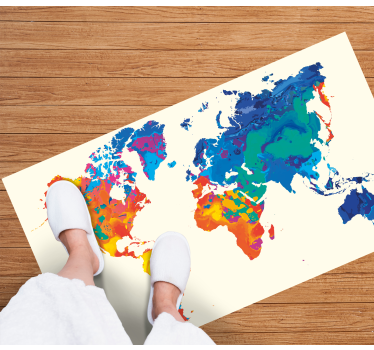 World map vinyl rug vivid global atlas - TenStickers