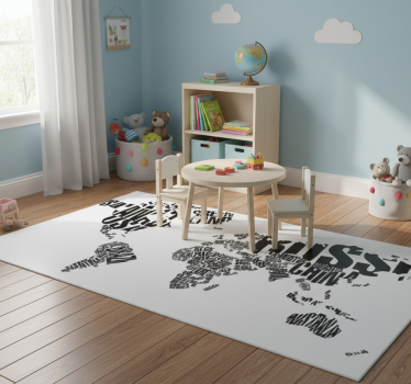 World map vinyl rug with country names - TenStickers