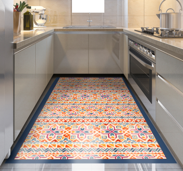 World map vinyl rug with lively geometric designs - TenStickers