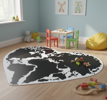 World map vinyl rug world map heart shape sticker - TenStickers