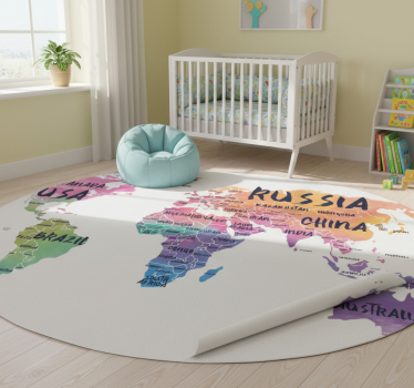 World map vinyl rug world map lettering decal - TenStickers