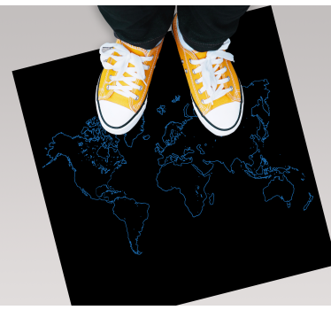 World map vinyl rug world map outline - TenStickers