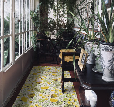 Yellow floral lace flower vinyl carpet - TenStickers