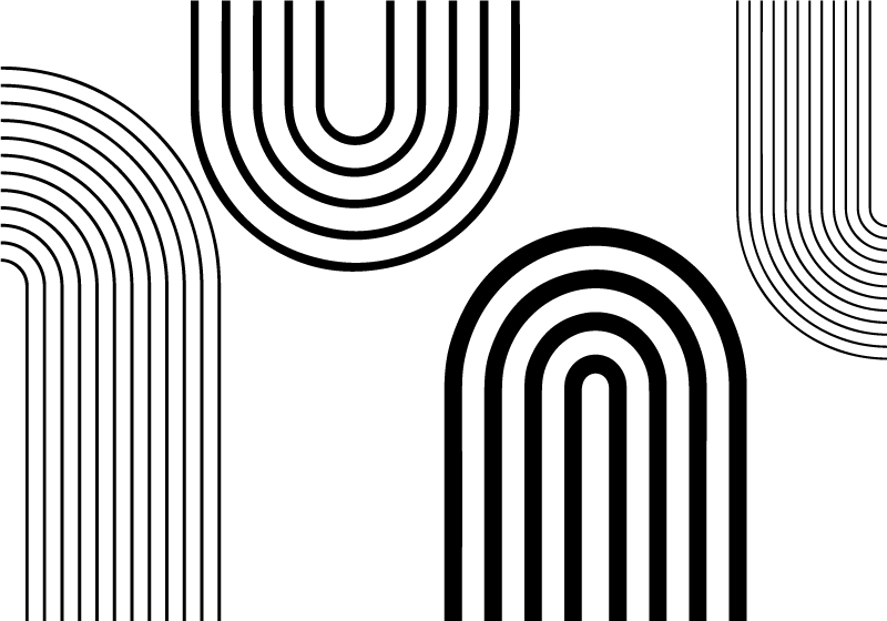 Thin minimalist black arcs white vinyl rug - TenStickers