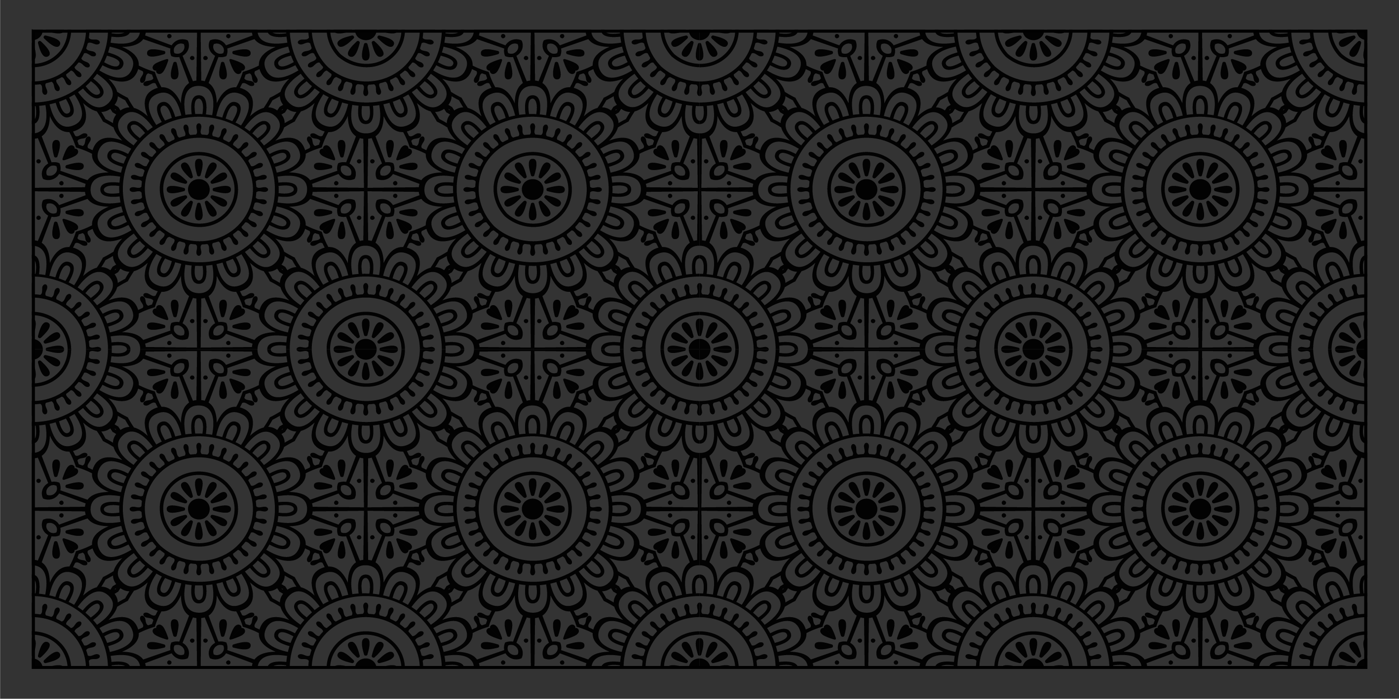 Mandala flowers  black vinyl rug - TenStickers