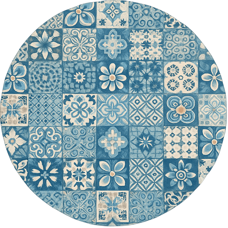 Circular mosaic tiles blue vinyl rug - TenStickers