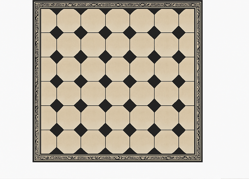 Diamond beige checkered kitchen vinyl rug - TenStickers