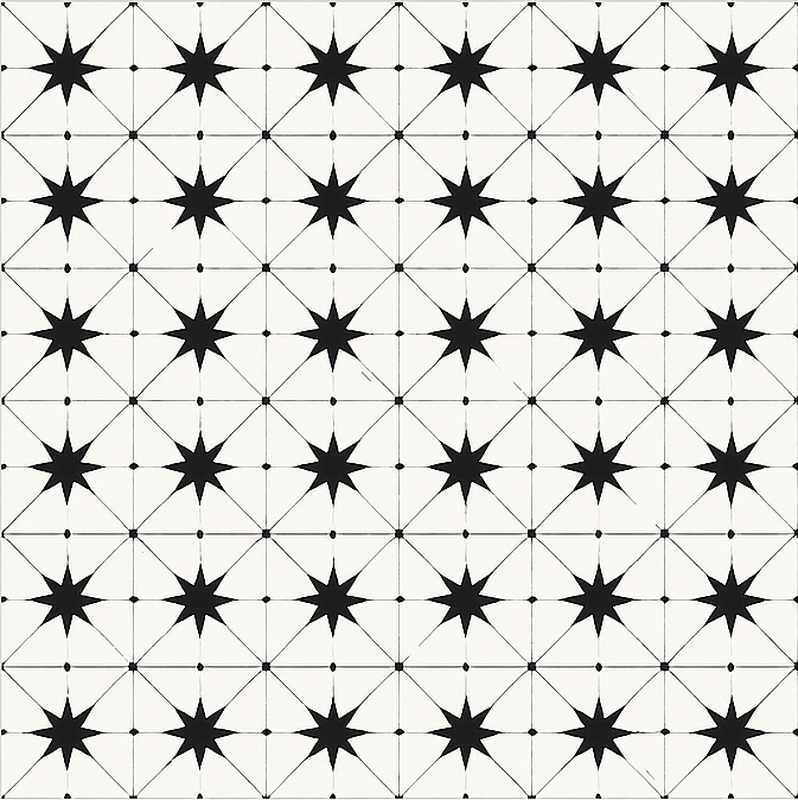 Encaustic Star Pattern dining room vinyl rug - TenStickers