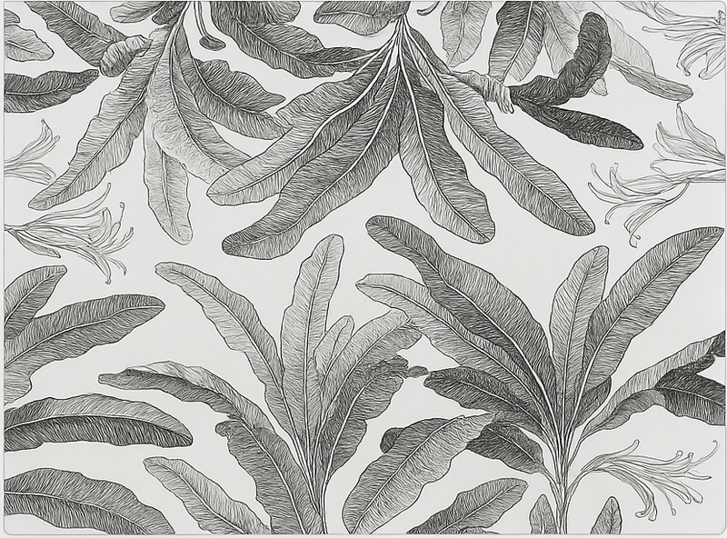 Kitchen vinyl rug with elegant grey palms - TenStickers