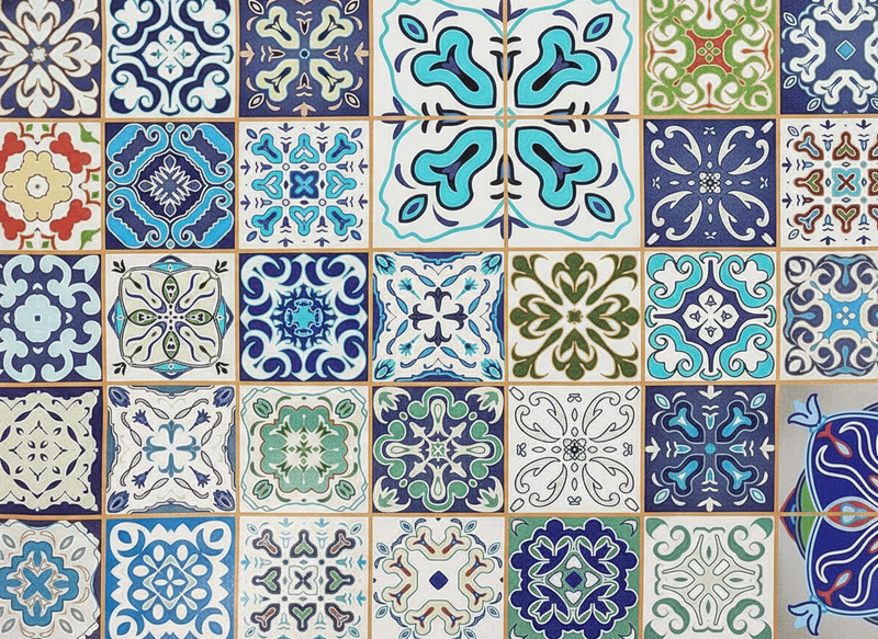 Living room vinyl rug mediterranean mosaic mat - TenStickers