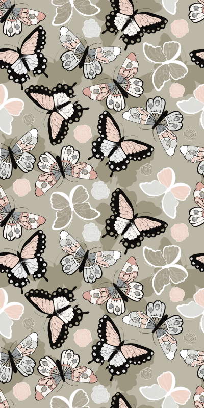 Animal vinyl rug beige flying butterflies - TenStickers
