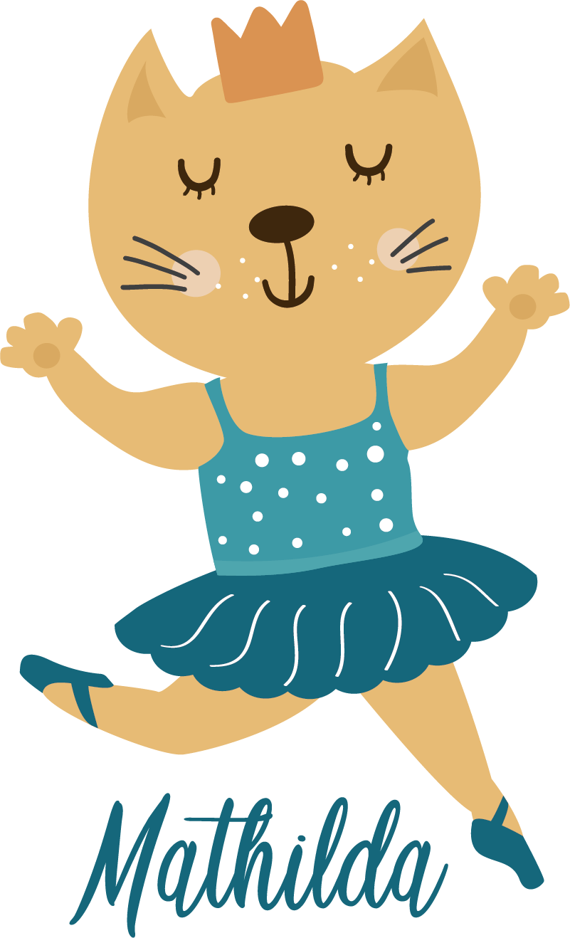 Animal vinyl rug dancing kitty with name - TenStickers