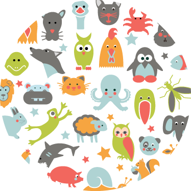 Animal vinyl rug featuring animals in a circle - TenStickers