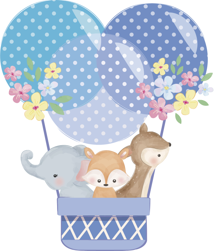 Animal vinyl rug watercolour animals balloon - TenStickers