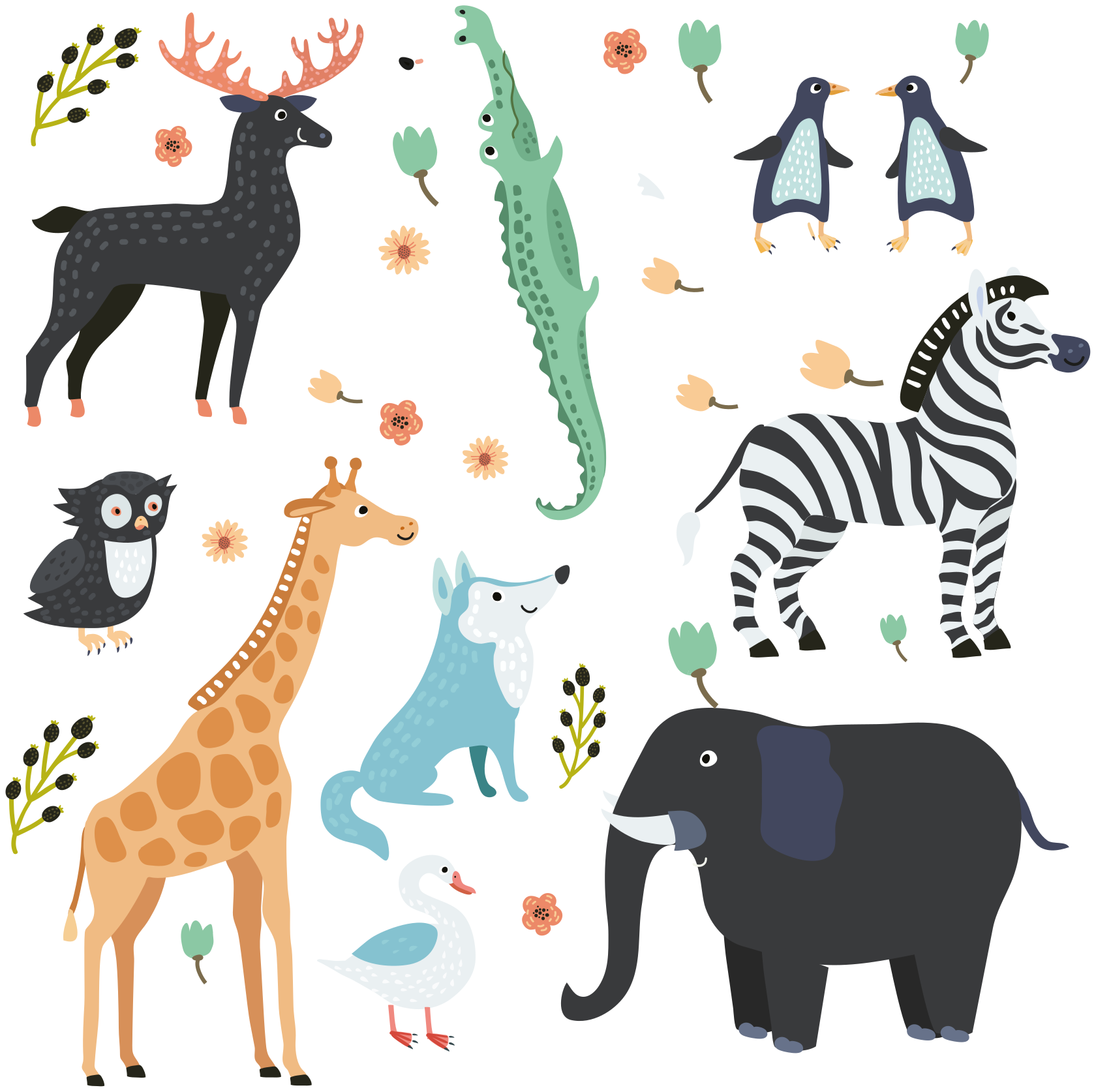 Happy animals in a park animal vinyl rug - TenStickers