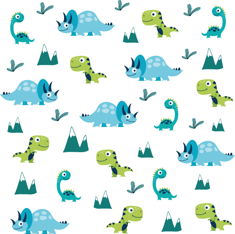 Animal vinyl rug nordic dinosaur mountain set - TenStickers