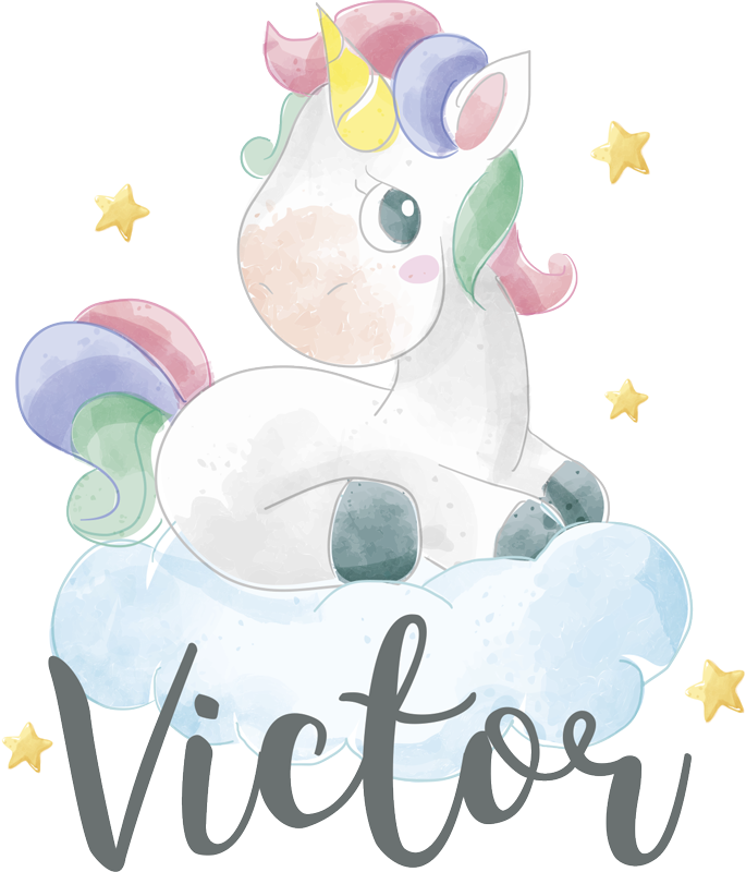Animal vinyl rug featuring watercolor unicorn clouds - TenStickers