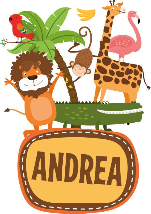 Animal vinyl rug jungle tree animals with names - TenStickers