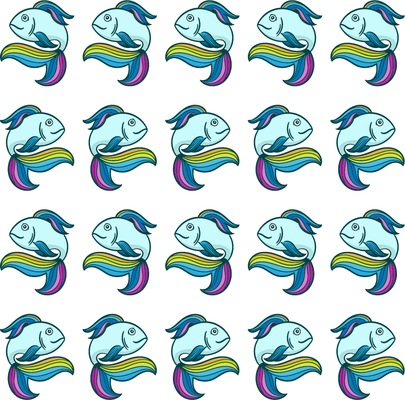 Blue neon fish animal vinyl rug - TenStickers