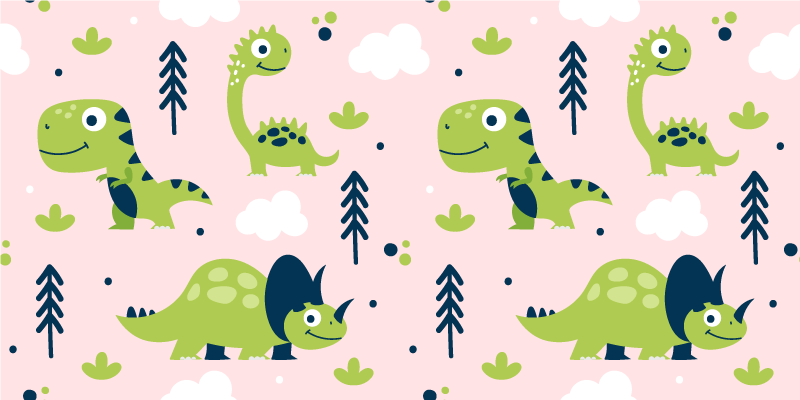 Little green dinosaurs animal vinyl rug - TenStickers