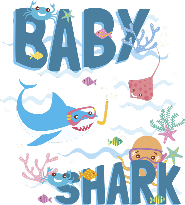 Baby blue shark animal vinyl rug - TenStickers