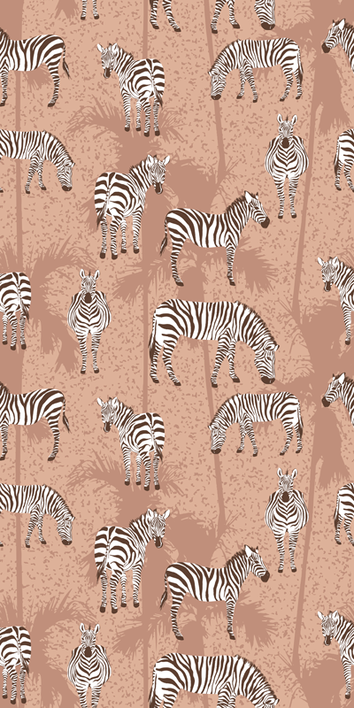 Animal vinyl rug zebra and brown palm design - TenStickers