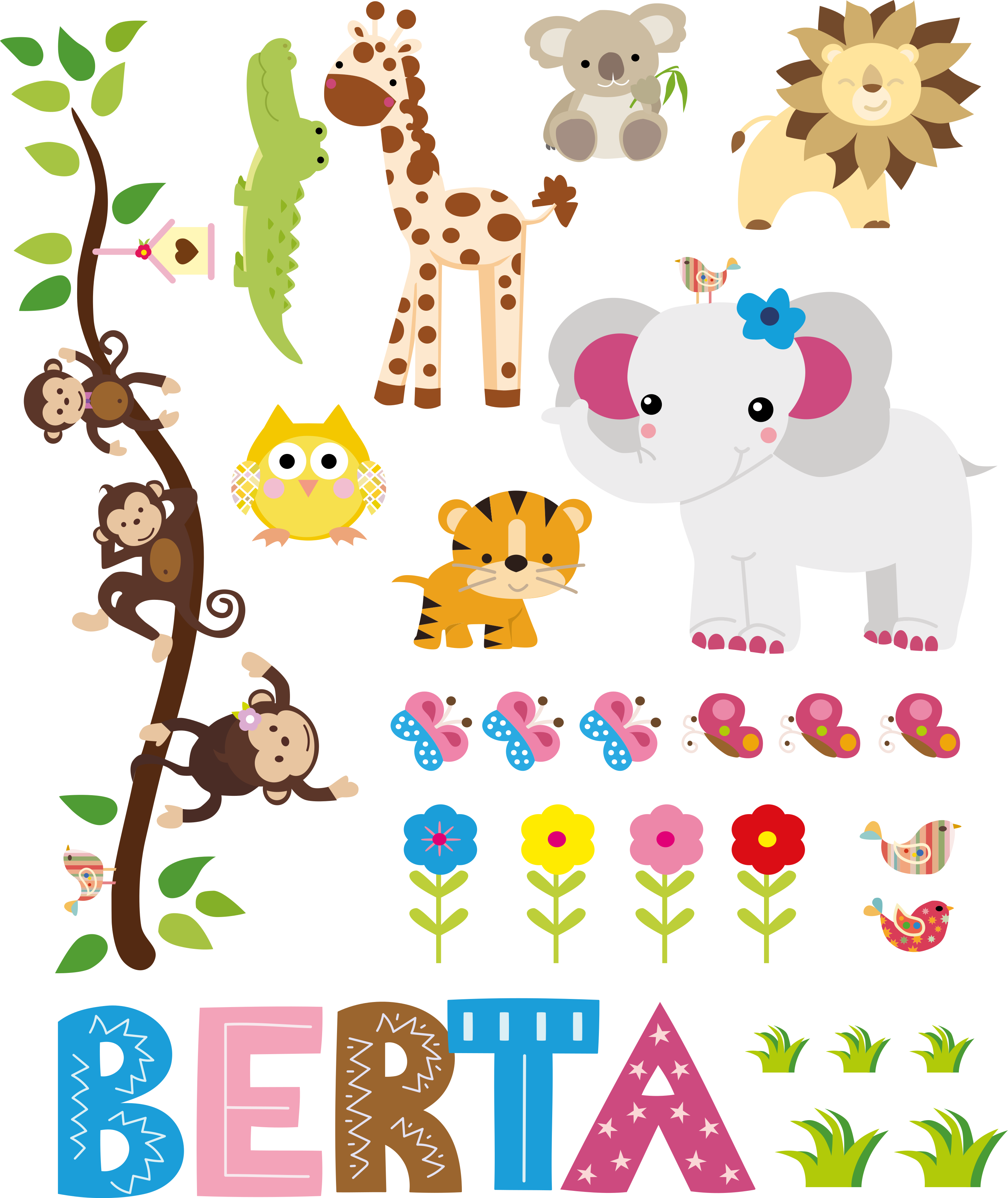 Animal vinyl rug jungle tree personalized - TenStickers