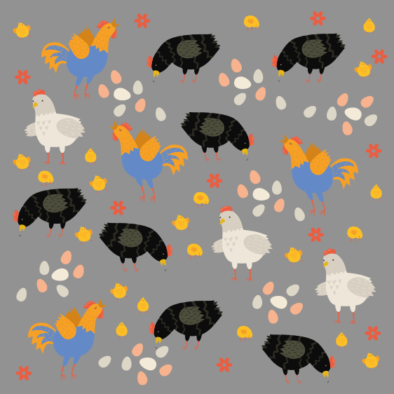 Animal vinyl rug with chickens in the pen design - TenStickers