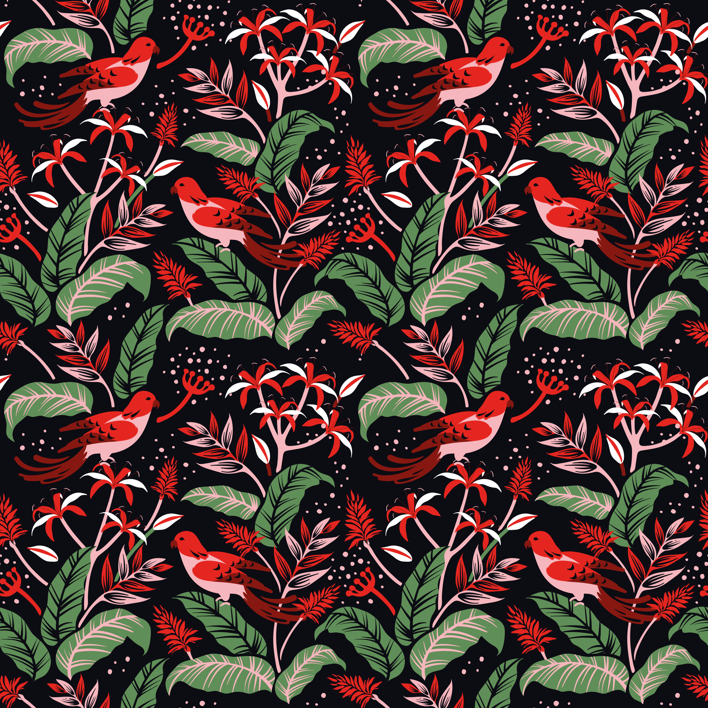 Animal vinyl rug with red and pink leaf pattern - TenStickers