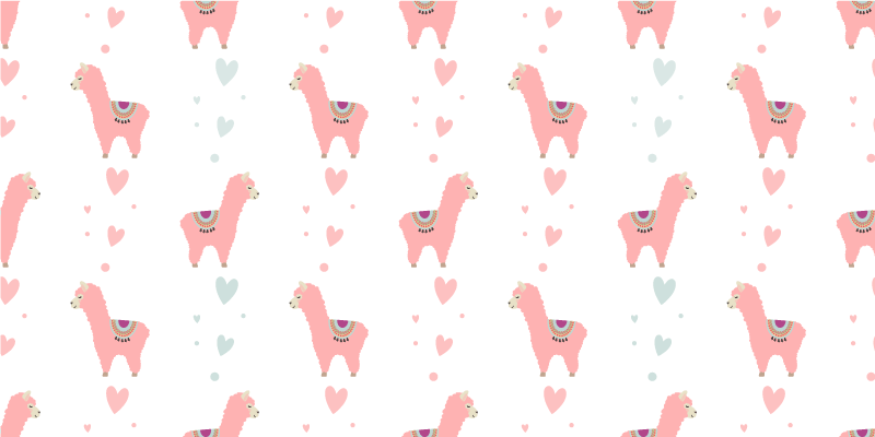 Pink llama pattern animal vinyl rug - TenStickers