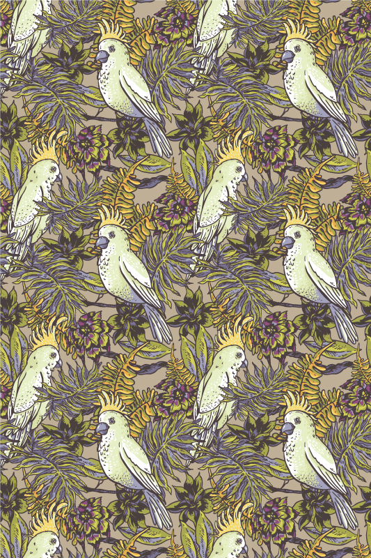Animal vinyl rug with amazonian parrots scandinavian style - TenStickers
