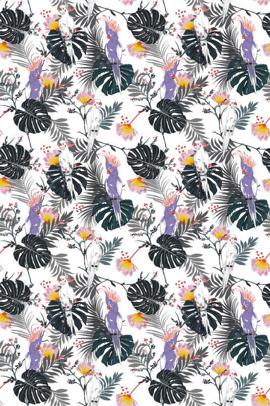 Animal vinyl rug red and purple parrots - TenStickers