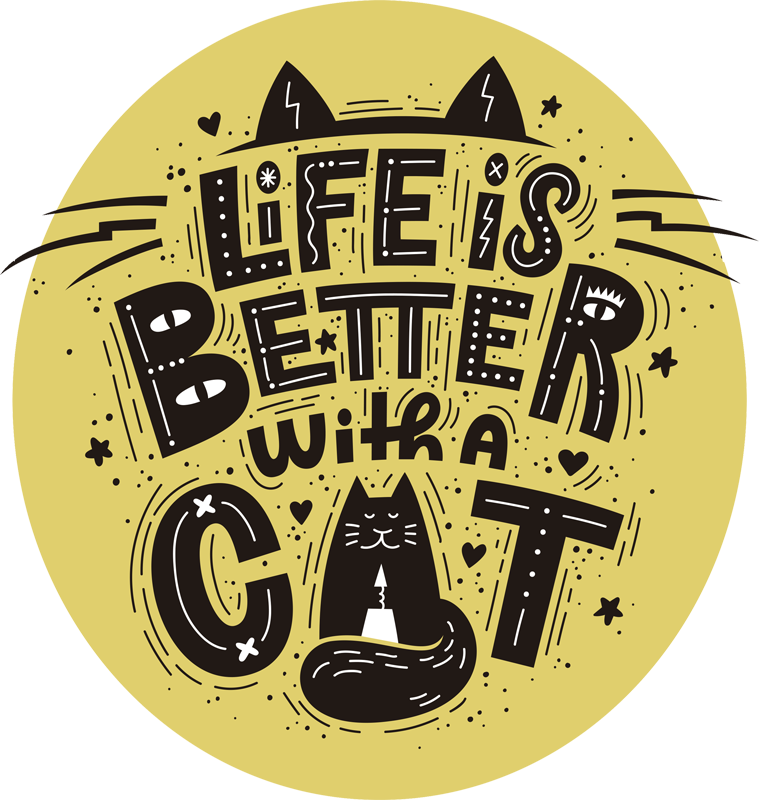 Animal vinyl rug life is better with cats - TenStickers