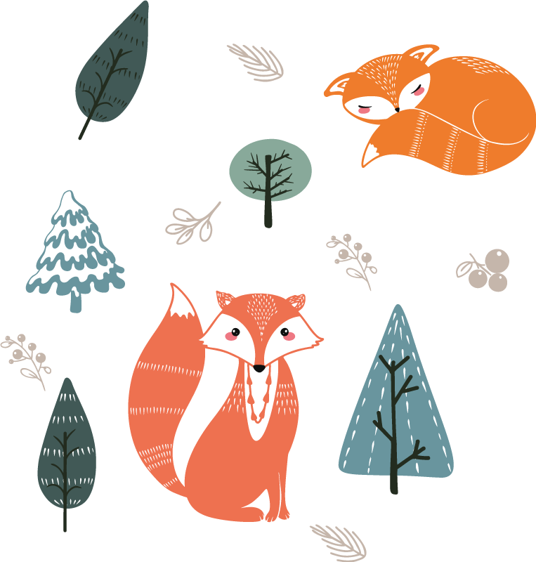 Animal vinyl rug whimsical fox designs - TenStickers