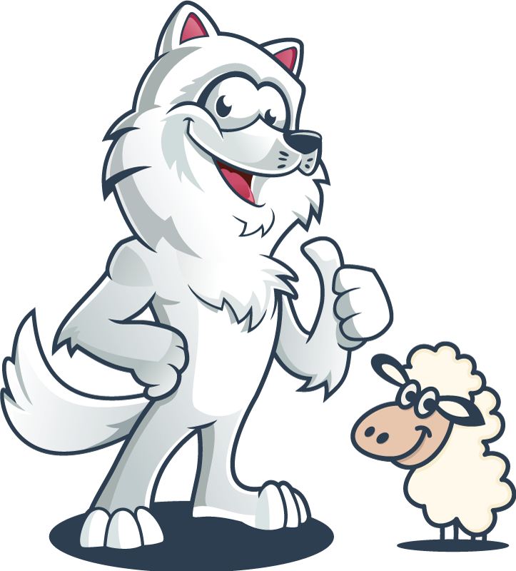 Joyful wolf character animal vinyl rug - TenStickers