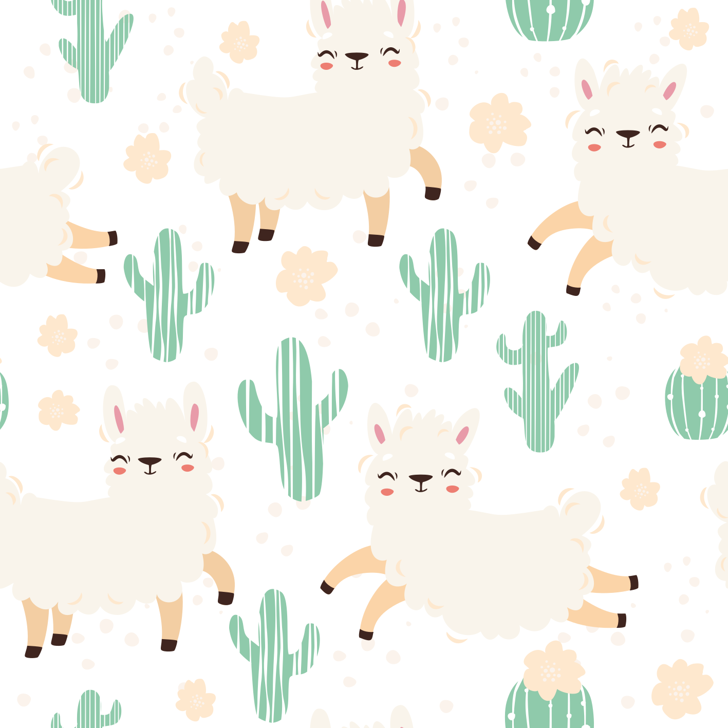 Cute llamas and cacti animal vinyl rug - TenStickers