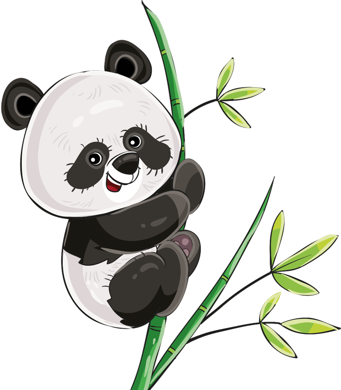 Panda climbing bamboo animal vinyl rug - TenStickers