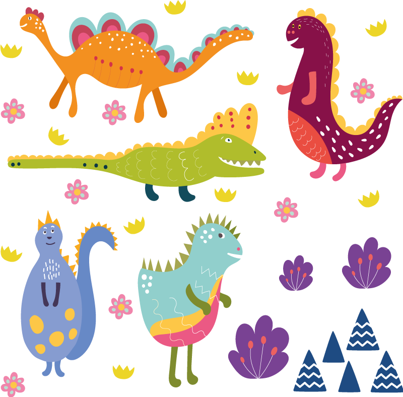 Animal vinyl rug colorful dinosaur designs - TenStickers