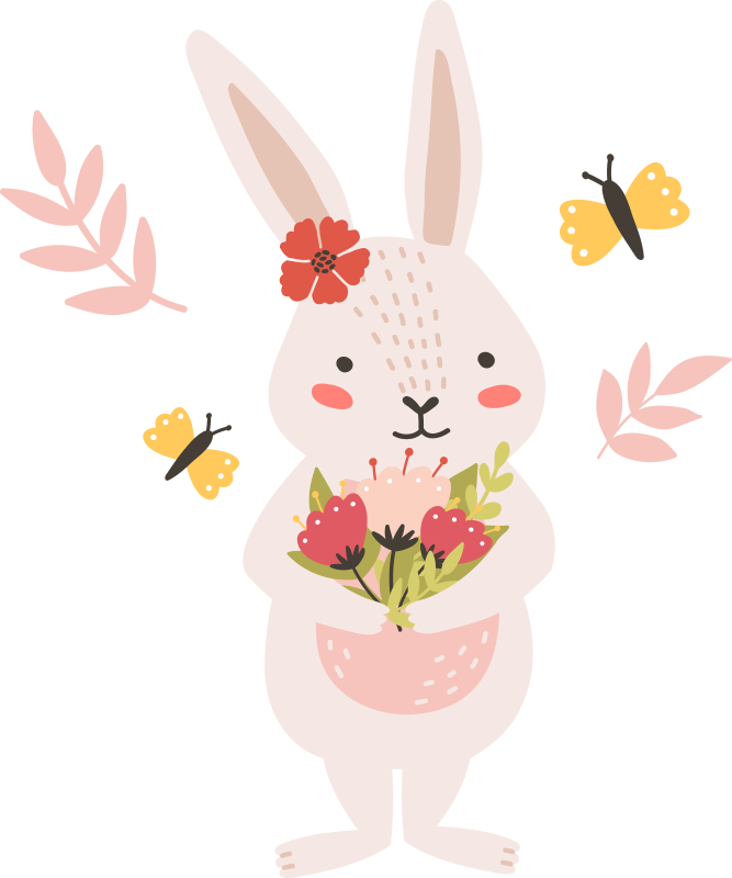 Animal vinyl rug with adorable rabbit artwork - TenStickers