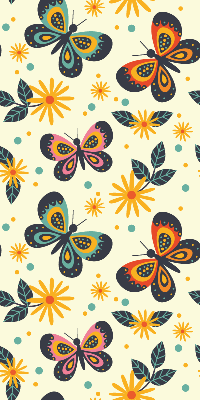 Animal vinyl rug with colorful butterfly designs - TenStickers
