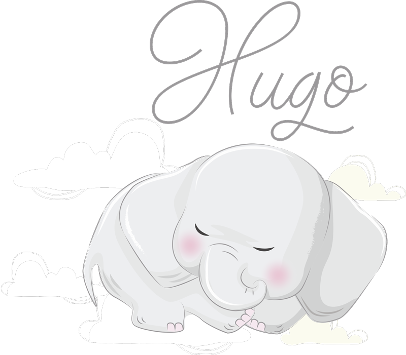 Animal vinyl rug sleeping elephant on clouds with name - TenStickers